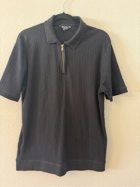 Ben Sherman Black Short-Sleeve Zip Polo